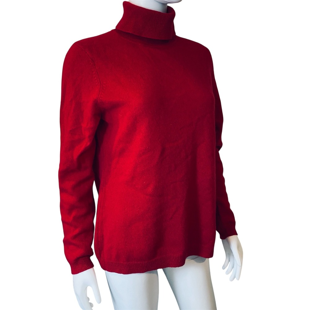 Charter Club Luxury 100% Cashmere Red Turtleneck Sweater Womens Large 0013‎